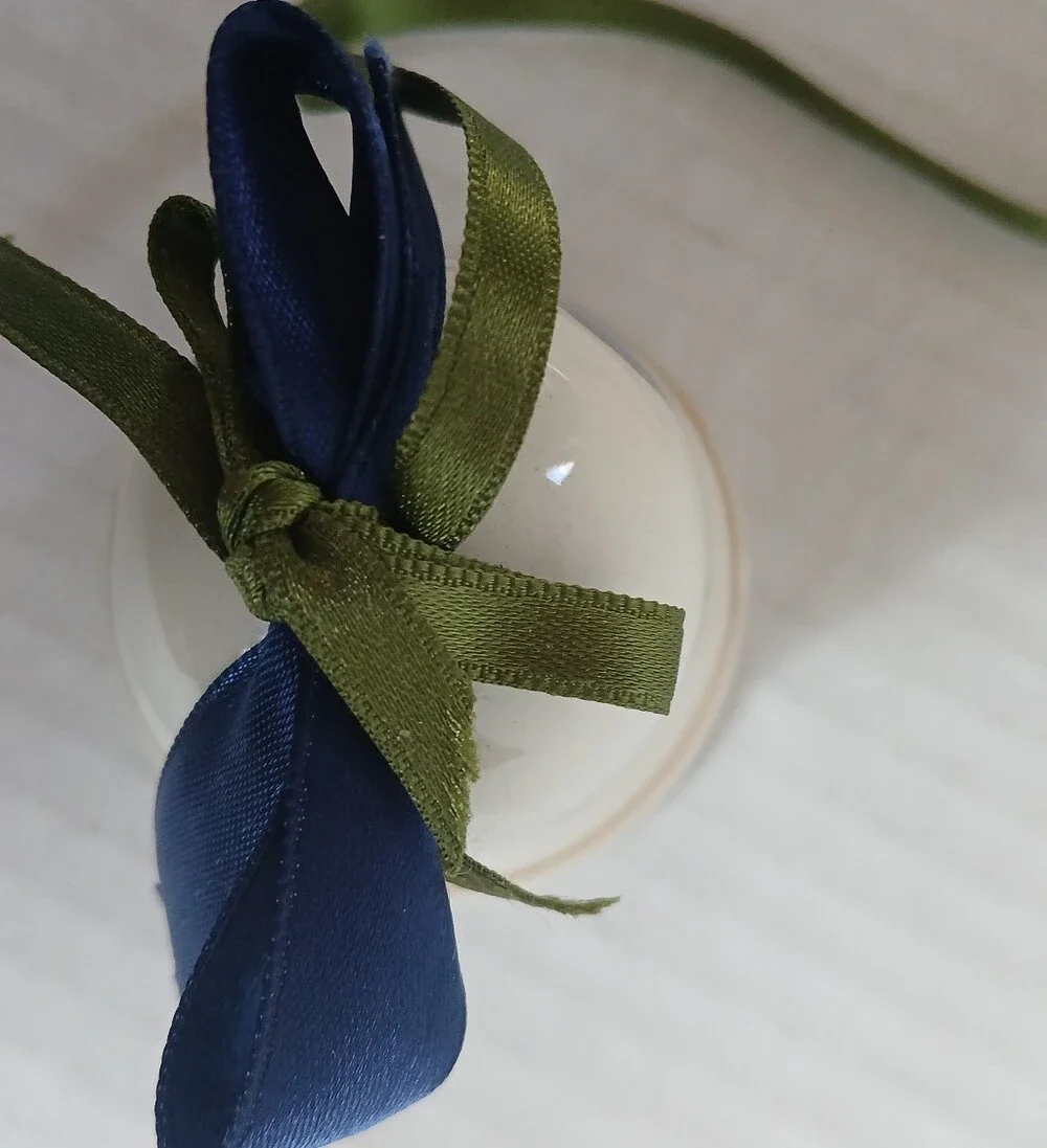 Hand-Painted Ceramic Bell Polish Pottery Floral Blue Ribbon With Clapper 2